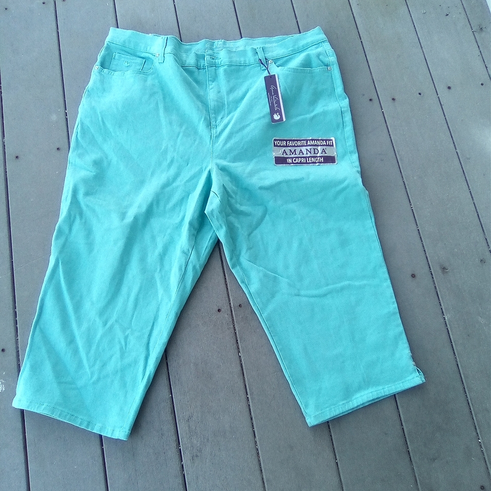 GLORIA VANDERBILT Teal Capri Pants SIZE 22 W CLASSIC RISE HERITAGE FIT